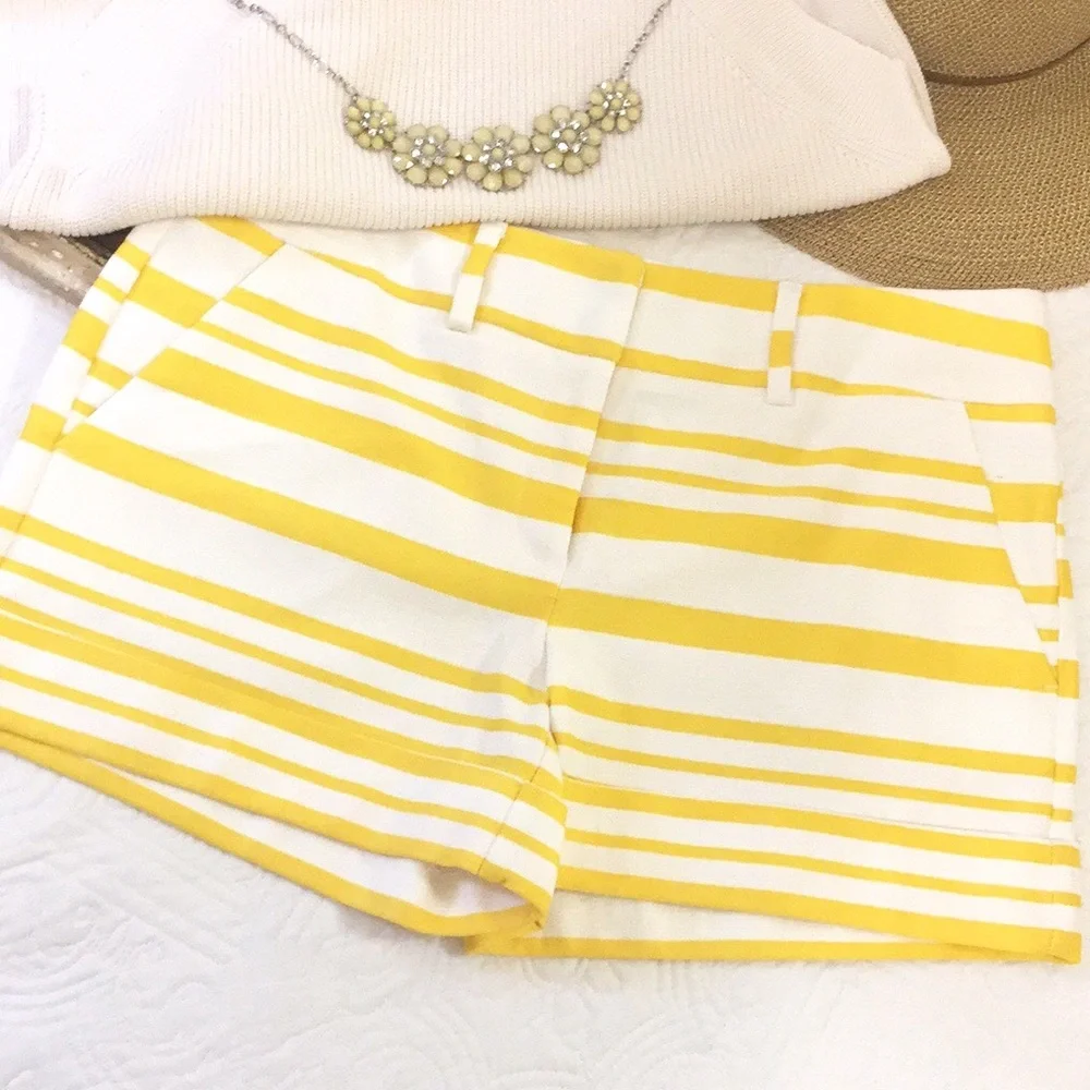 New York & Co. Yellow Striped Shorts